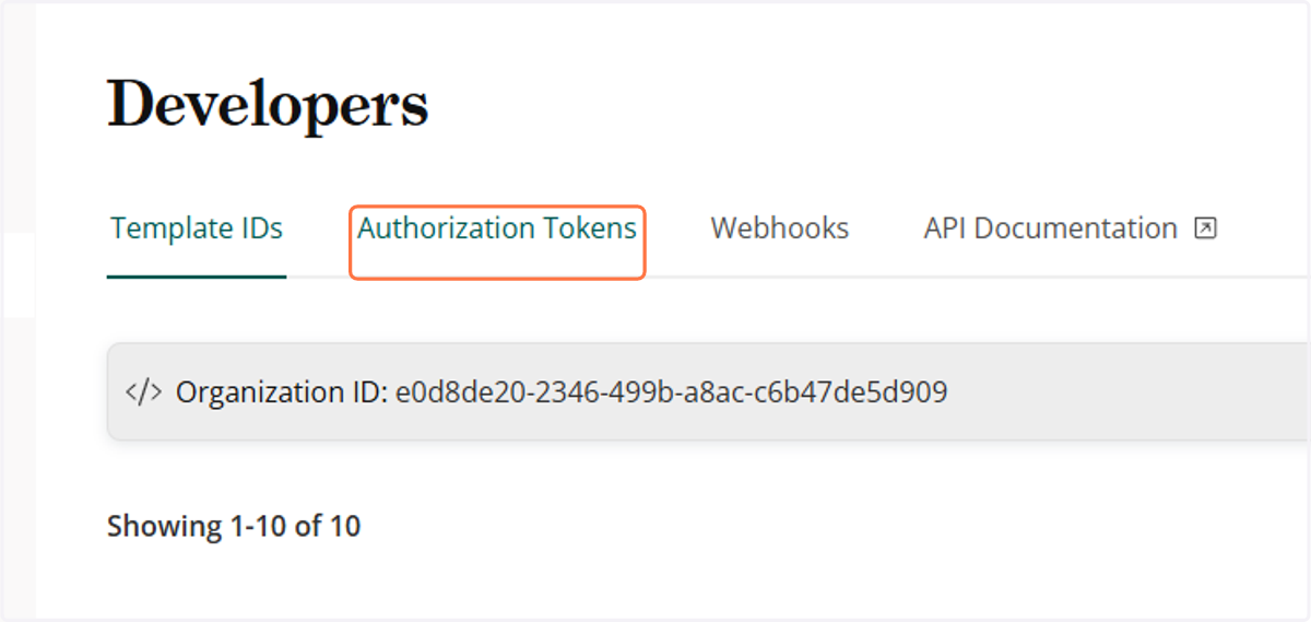 Click on Authorization Tokens