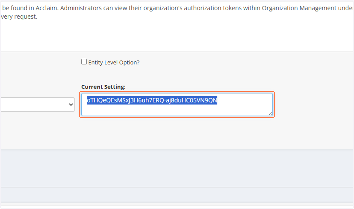 Paste the token into the correct system option's current setting