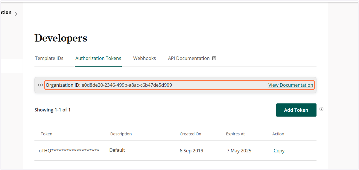 Verify which Organization ID you are creating a token for