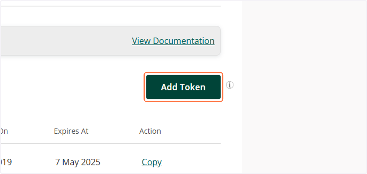 Click on Add Token
