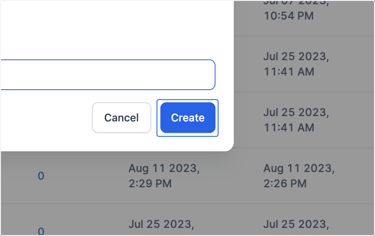 Click on Create