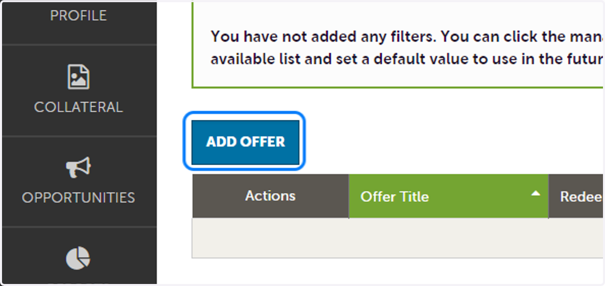 Click on ADD OFFER
