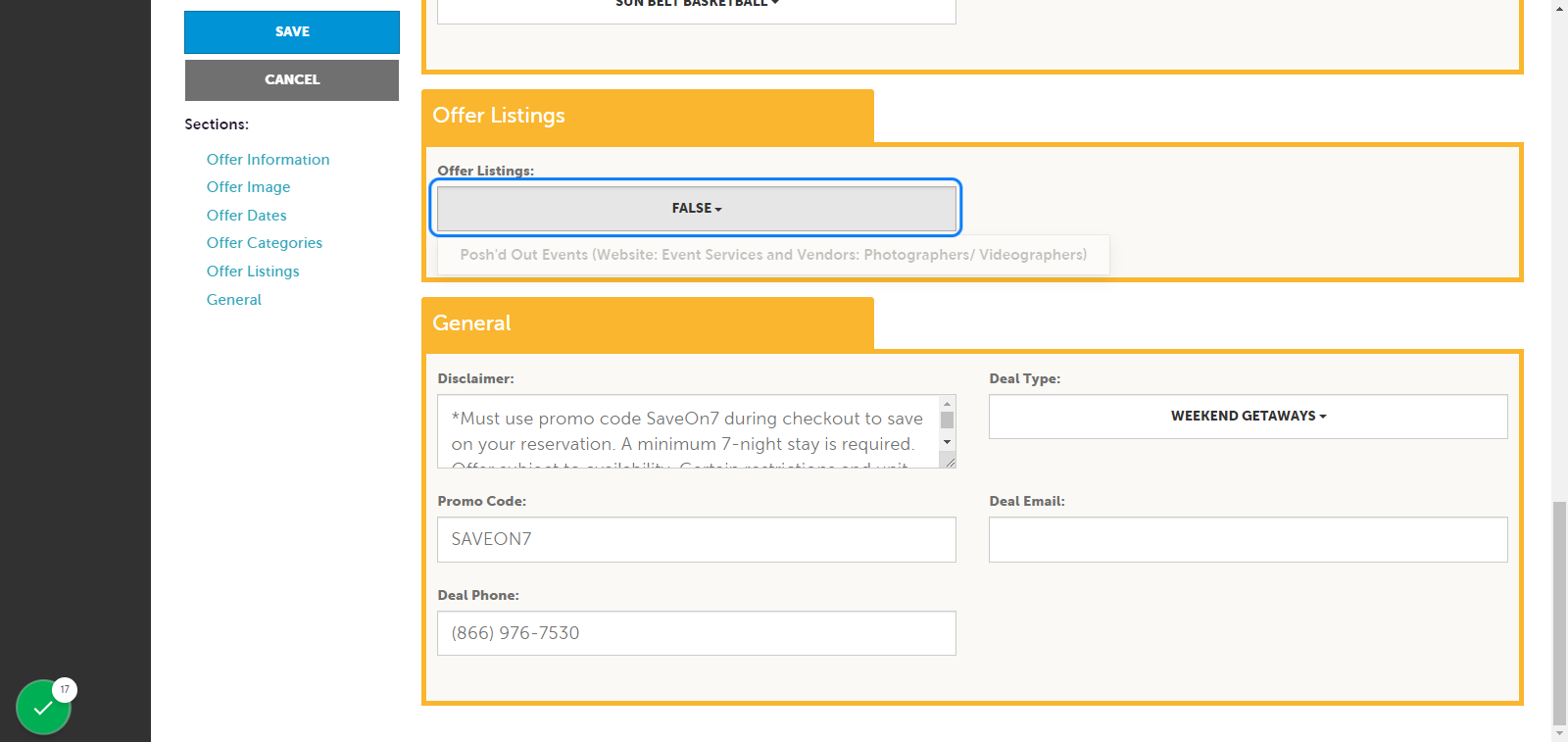 Choose the listing the offer will post on.