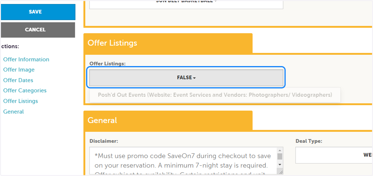 Choose the listing the offer will post on.