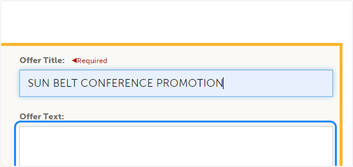 Type In the name of your offer!