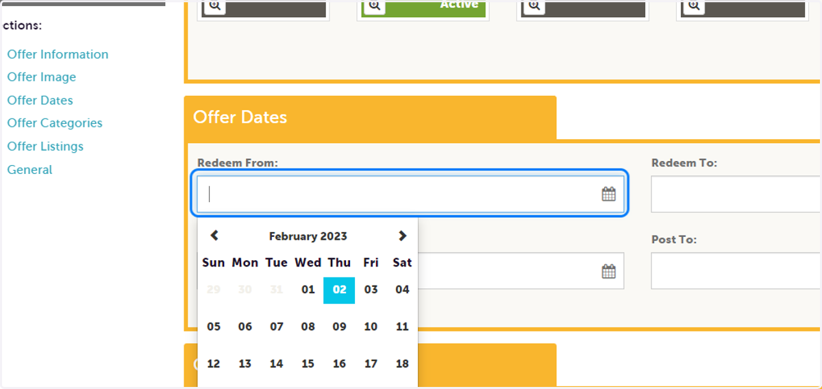 Click on Redeem From: Set your dates