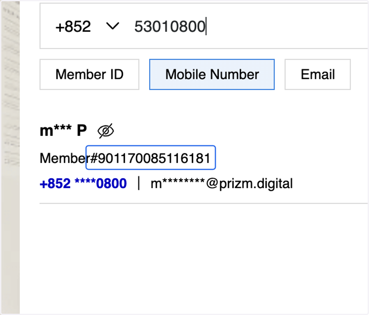 Click on the member's ID