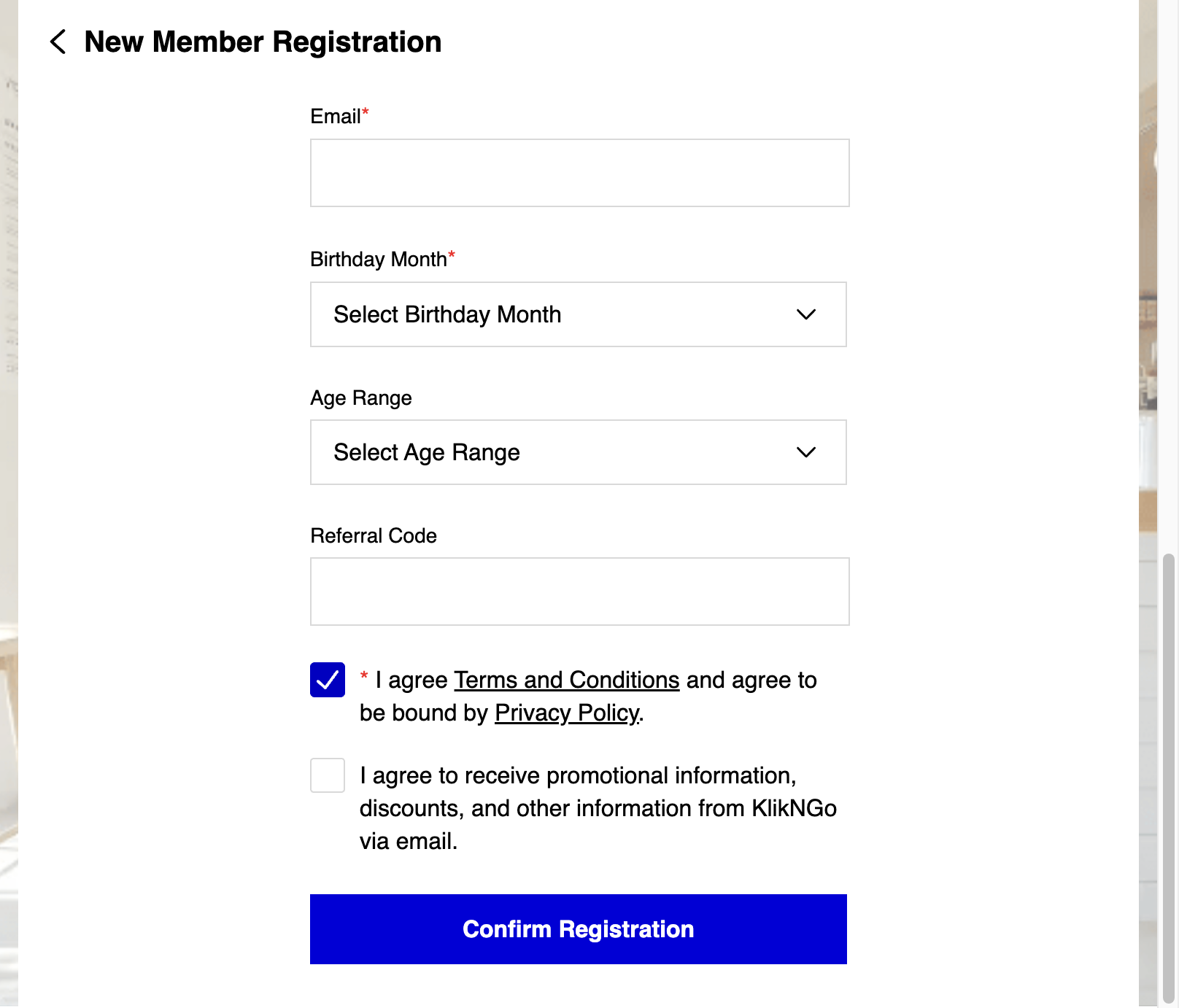 A. Tick the checkbox B. Click on Confirm Registration