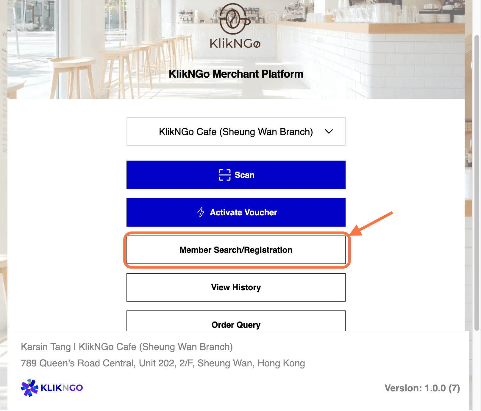 Click on Member Search/Registration