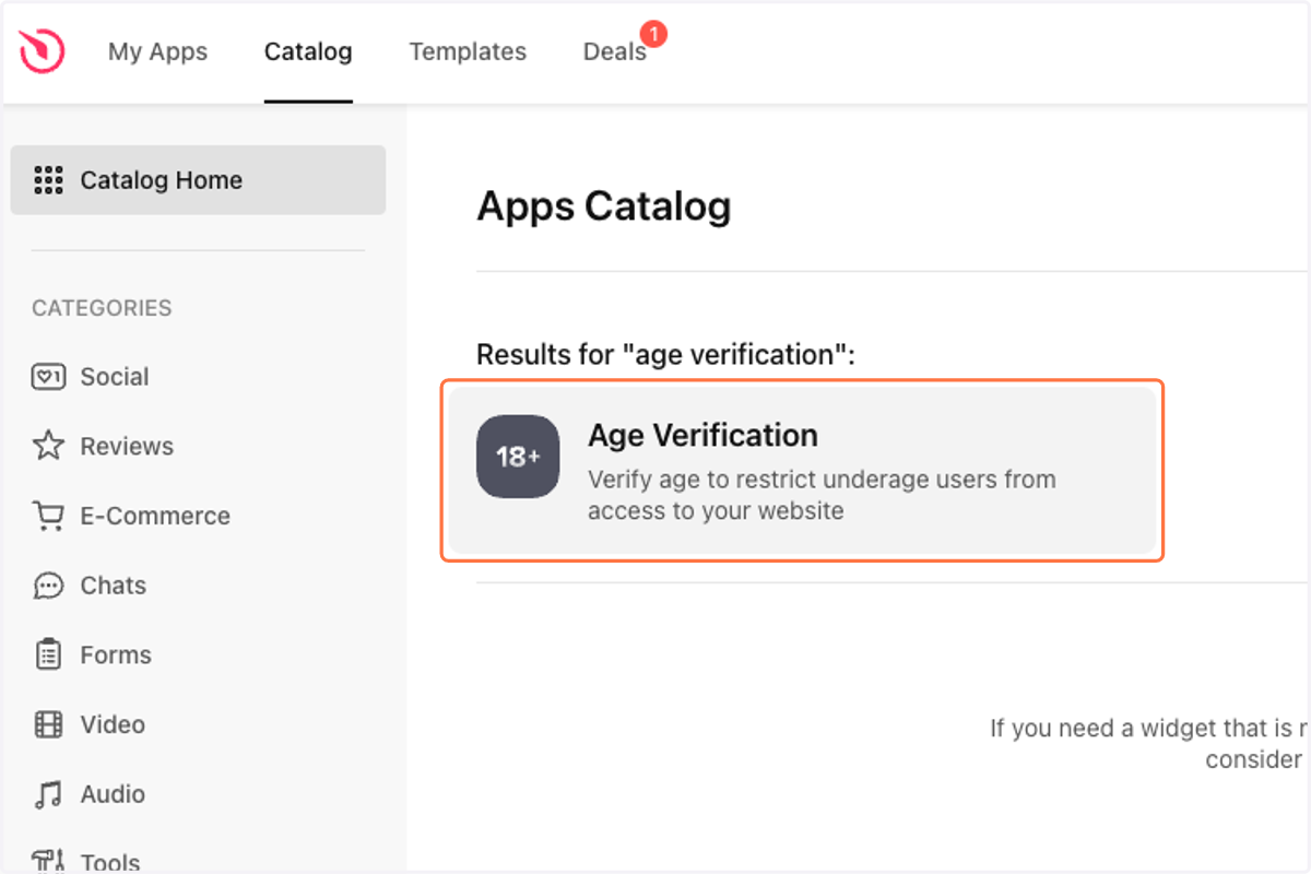 Select 'Age Verification'