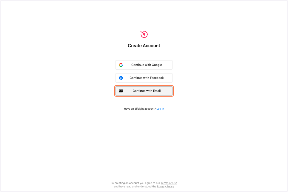 Click on 'Continue with Email'