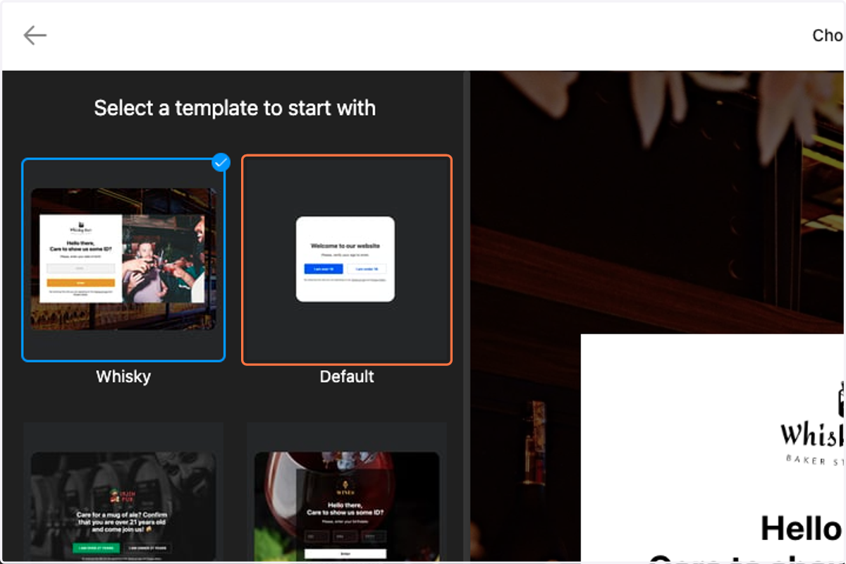 Select a template: I chose 'Default'