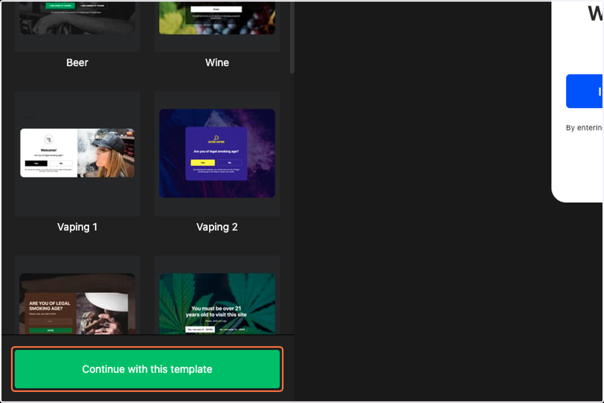 Click on 'Continue with this template'