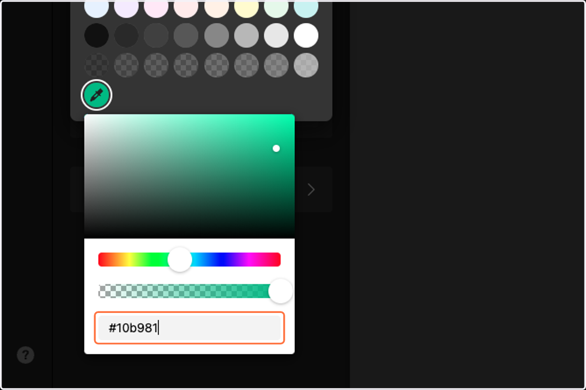 Use the color adjustment tools OR Enter an exact Hex Code