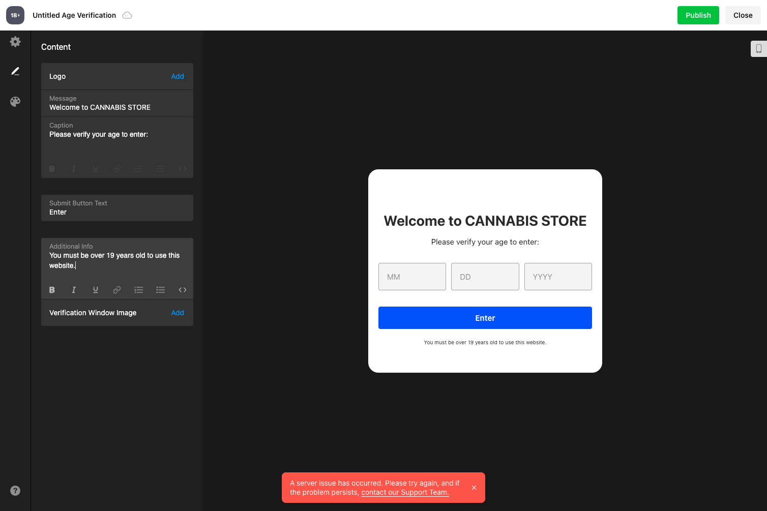 Type in 'Additional Info' (optional)