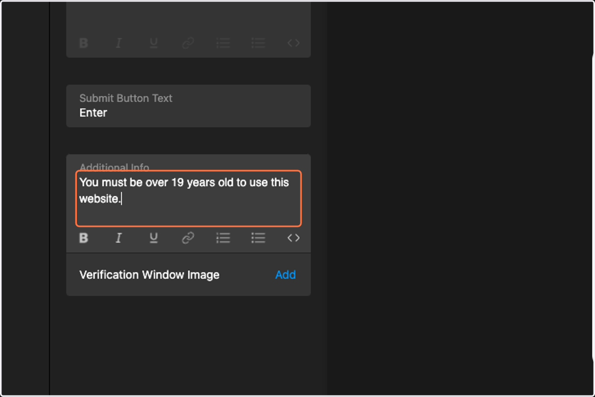 Type in 'Additional Info' (optional)