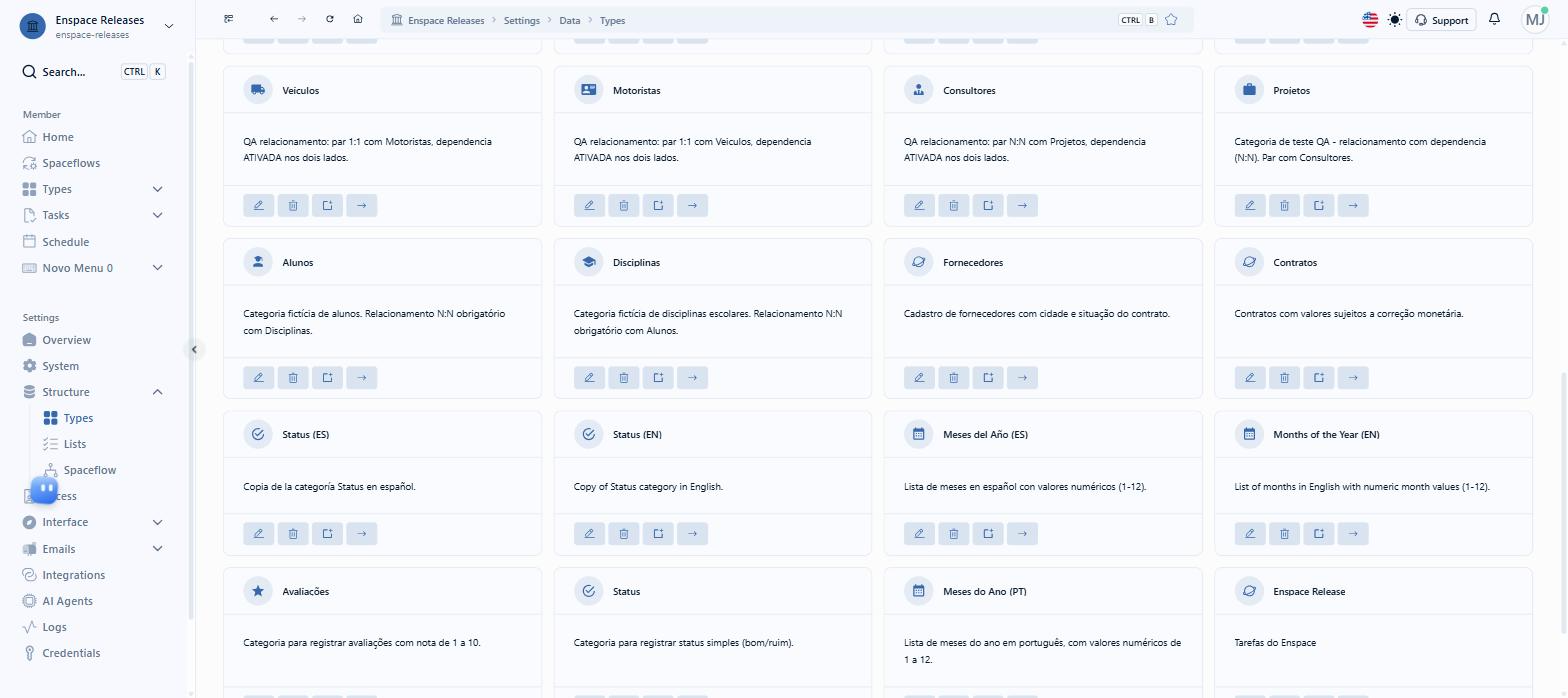 In the Types list, open the category you want to set up