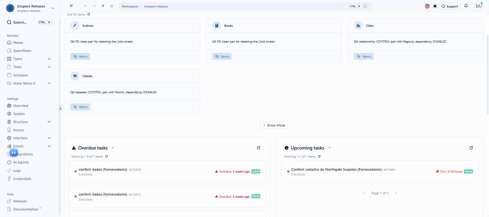 In the left side menu of the home screen, click Structure
