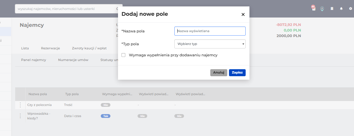 Uzupełnij Nazwę pola