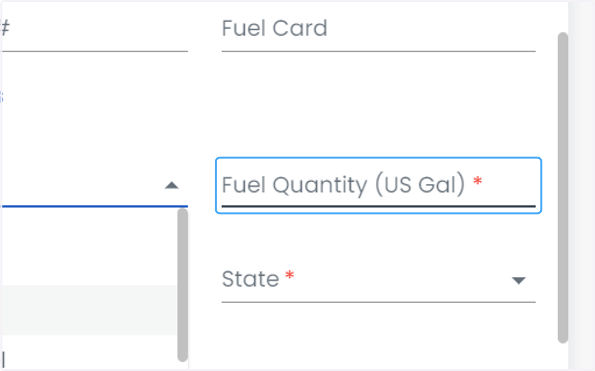 Enter the Fuel Quantity (US Gal)
