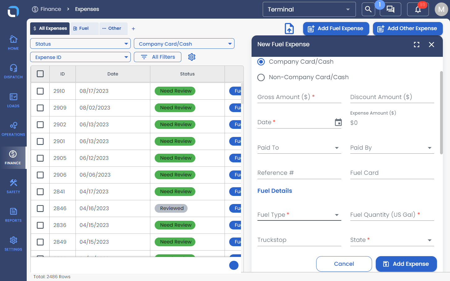 Select the Fuel Type from the drop-down list.