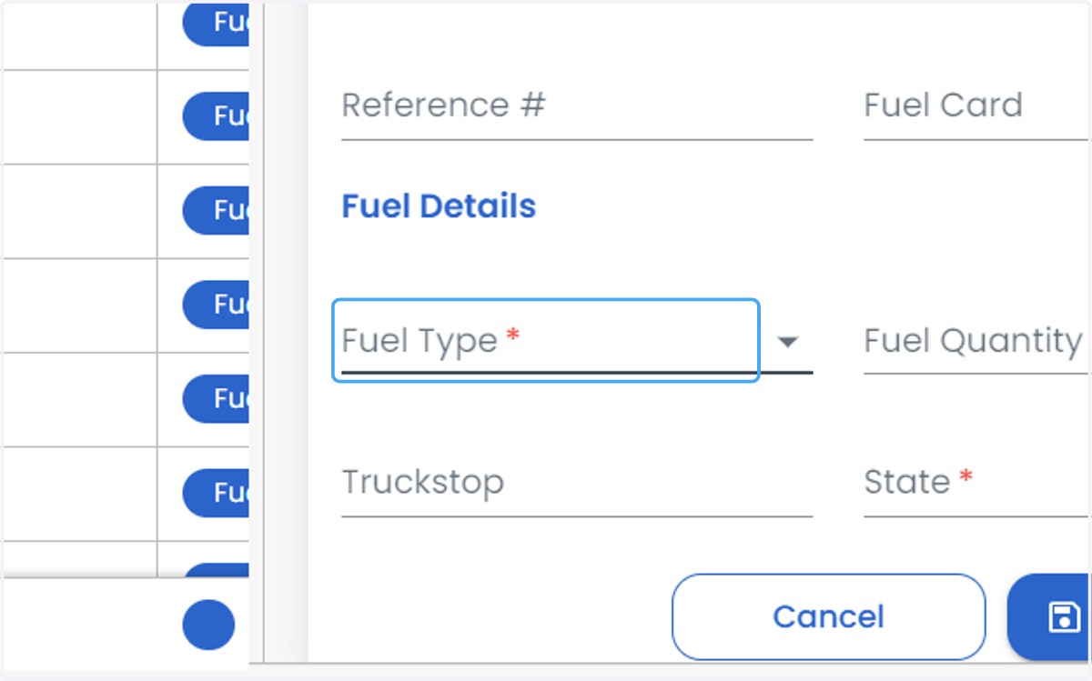 Select the Fuel Type from the drop-down list.