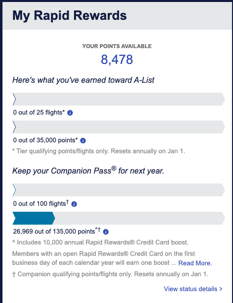 Scroll down on the right hand side until you see "My Rapid Rewards"