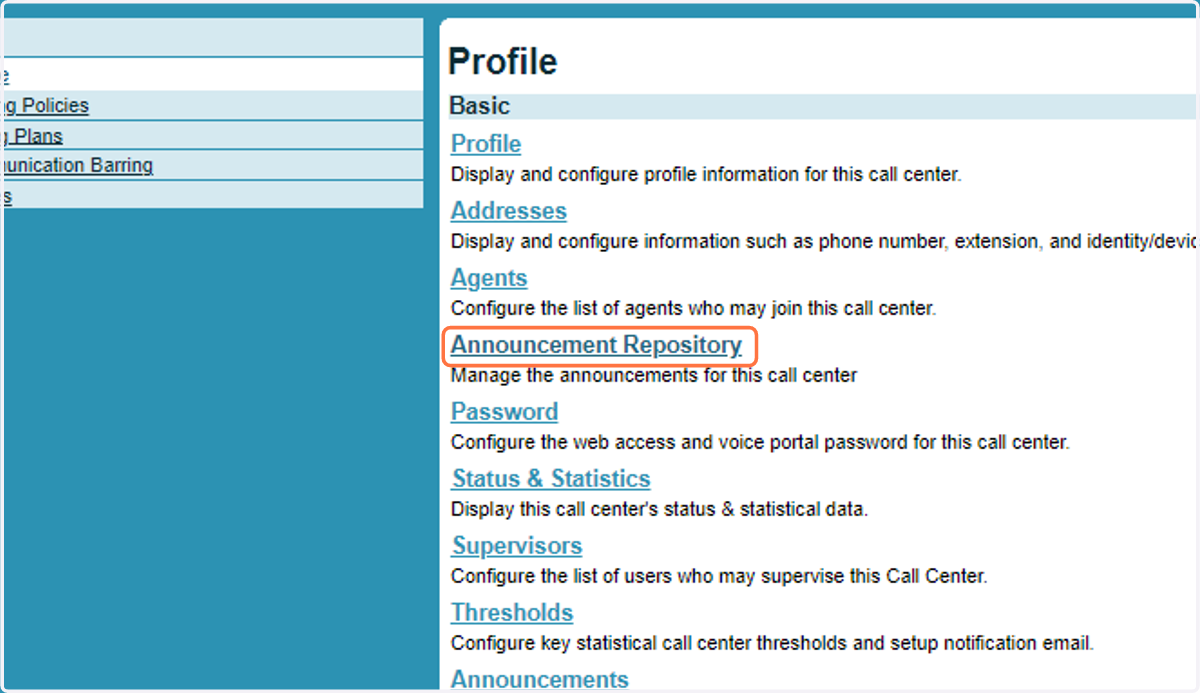 Click on Announcement Repository