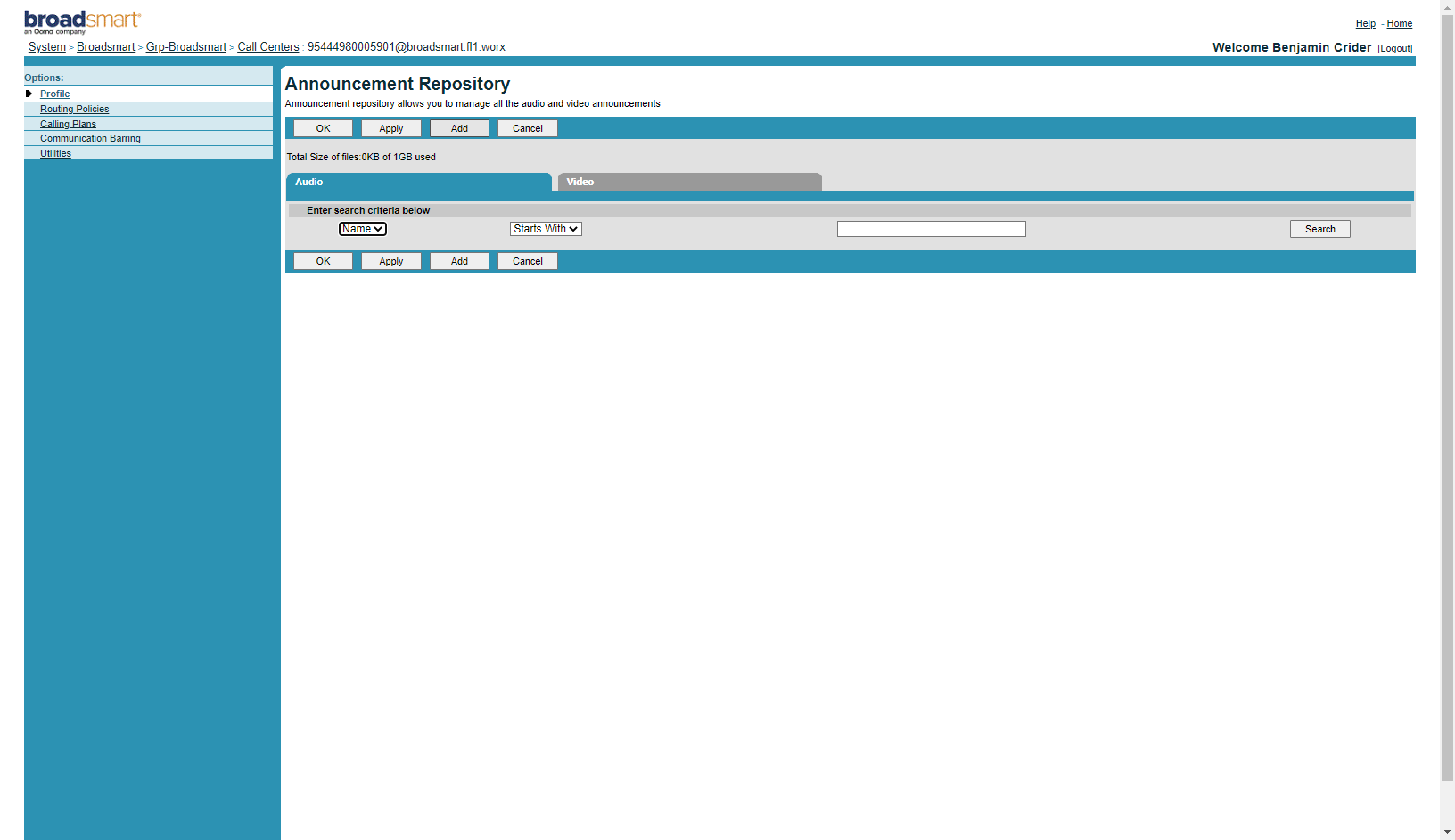 Click on add and Name and upload the audio file