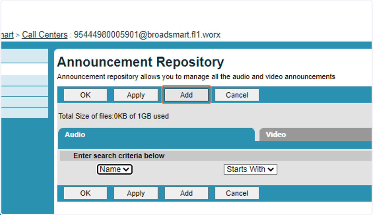 Click on add and Name and upload the audio file