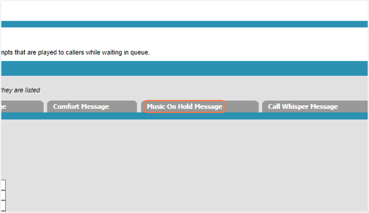 Click on Music On Hold Message