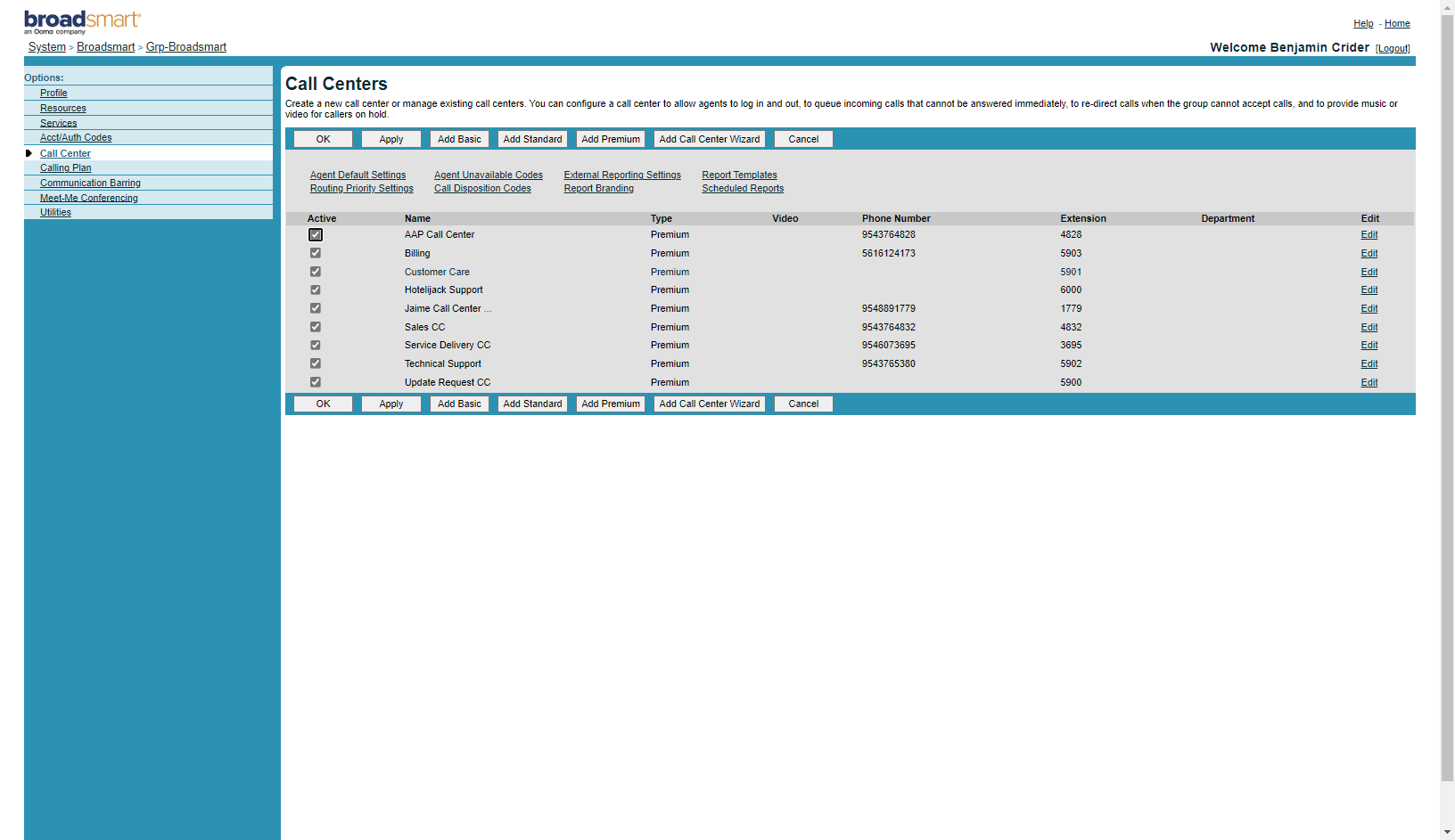 Click on the specific call center queue you are wanting to update.