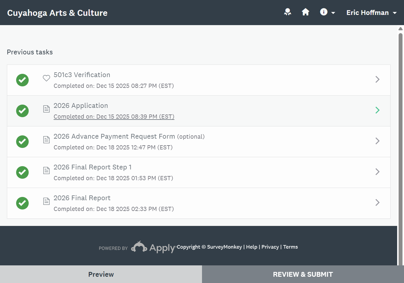 Click on the Application or Report you'd like to download