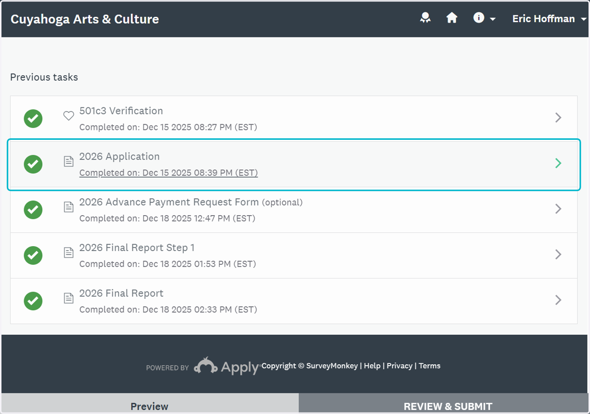 Click on the Application or Report you'd like to download