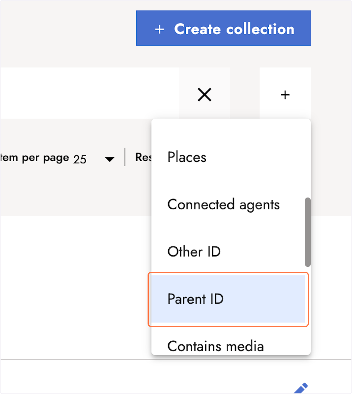 Select the Parent ID filter