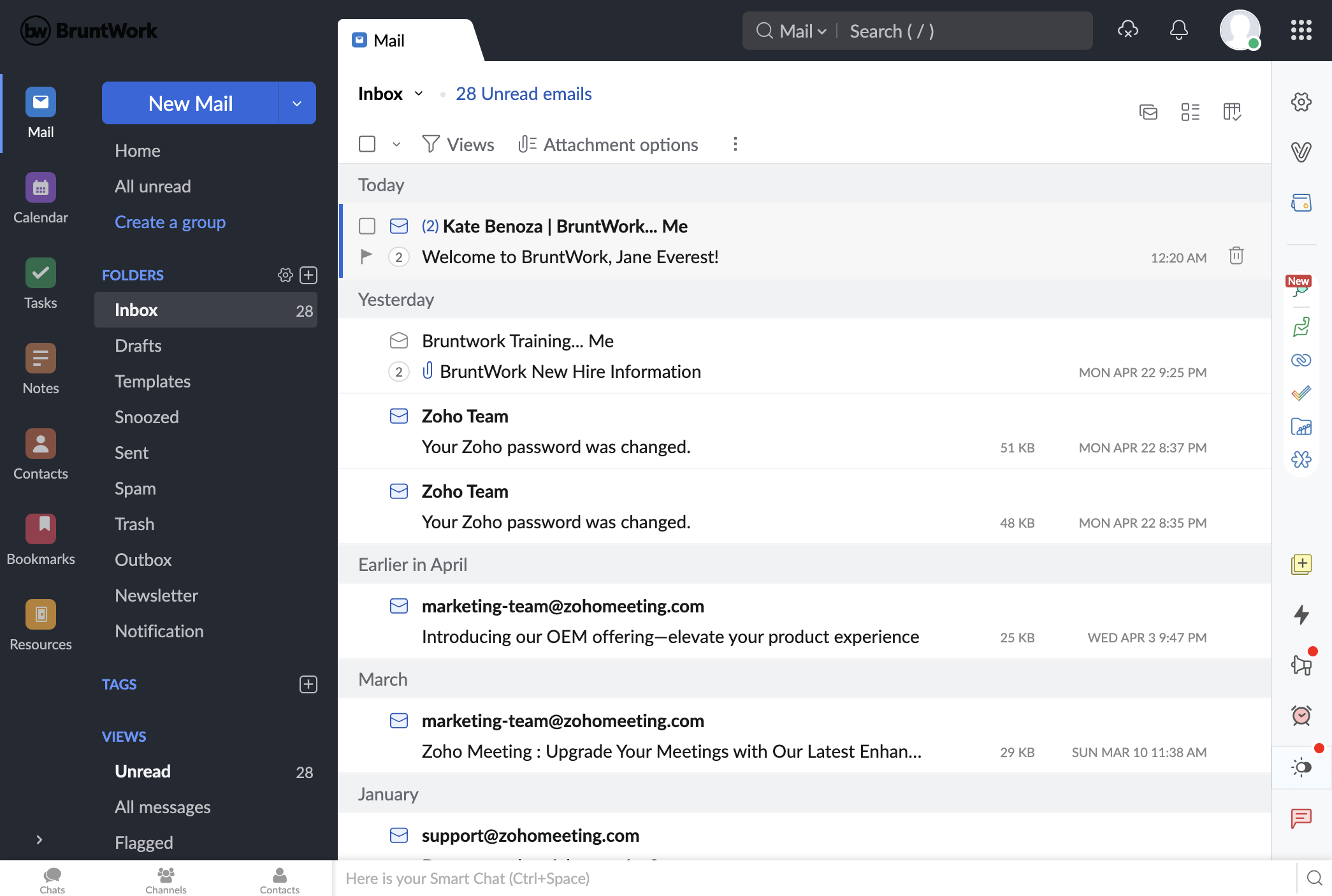You should see an email with the subject line: Welcome to BruntWork, (Your name)