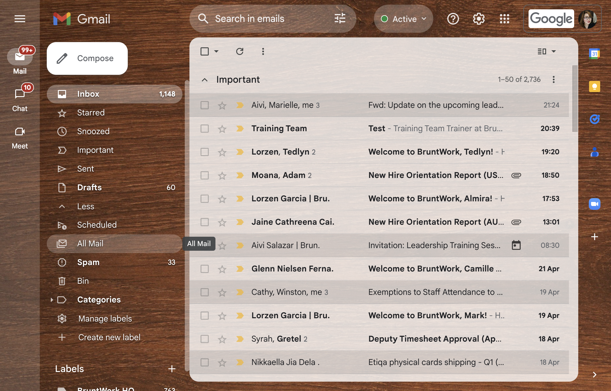 Step 3: Go to your personal email account and look for the email sent by the BruntWork Training Team