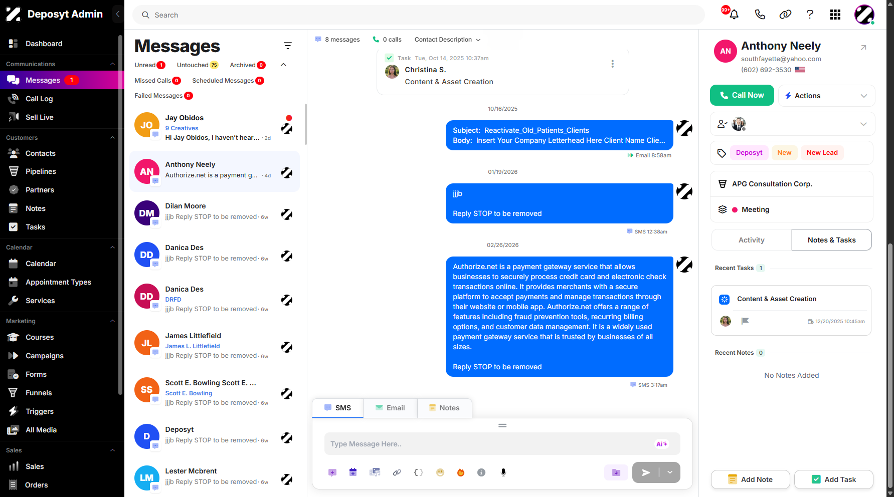 Step 1: On your Dashboard, navigate to the Messages tab under the Communications section.