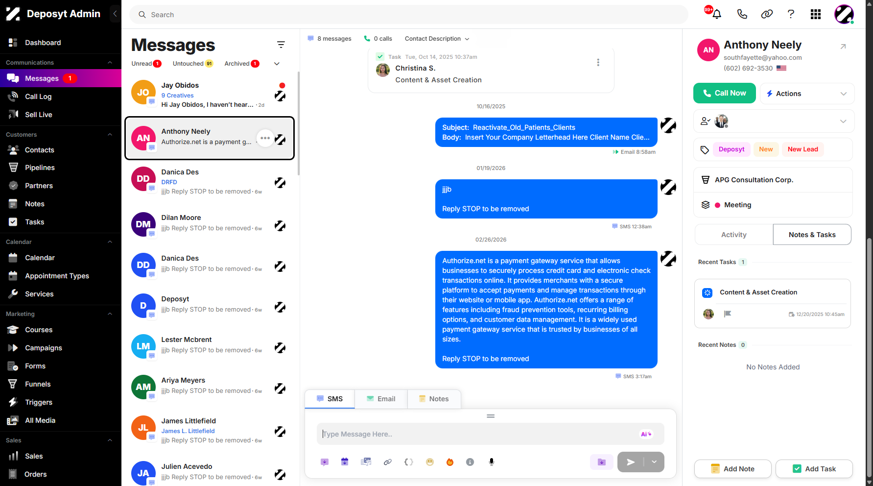 Step 2: Select a message, then click on it.