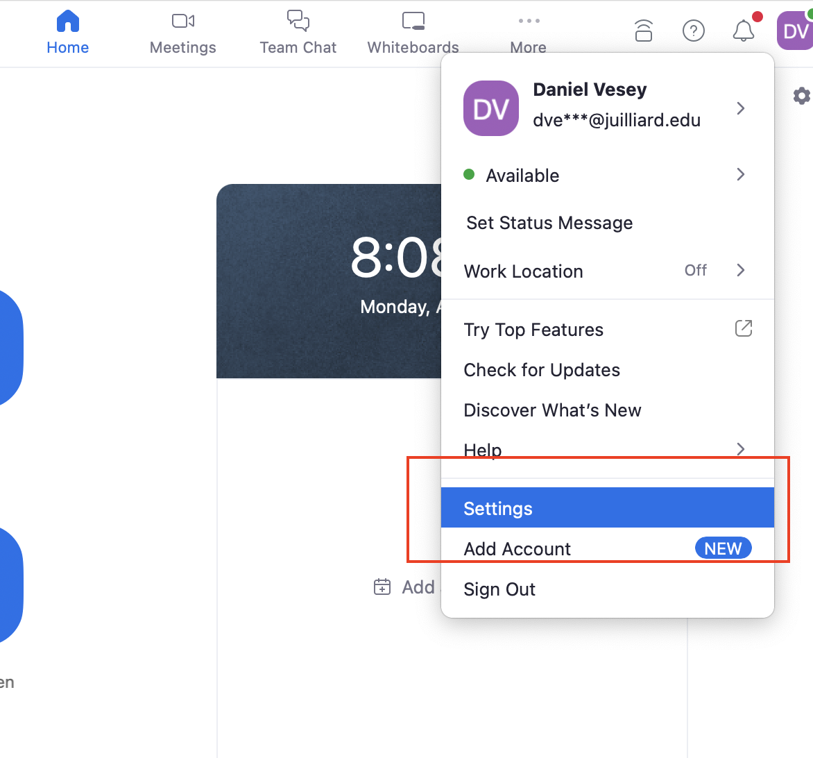Select Settings