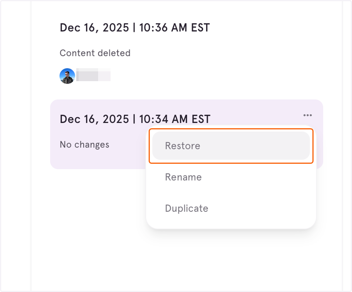 Click Restore