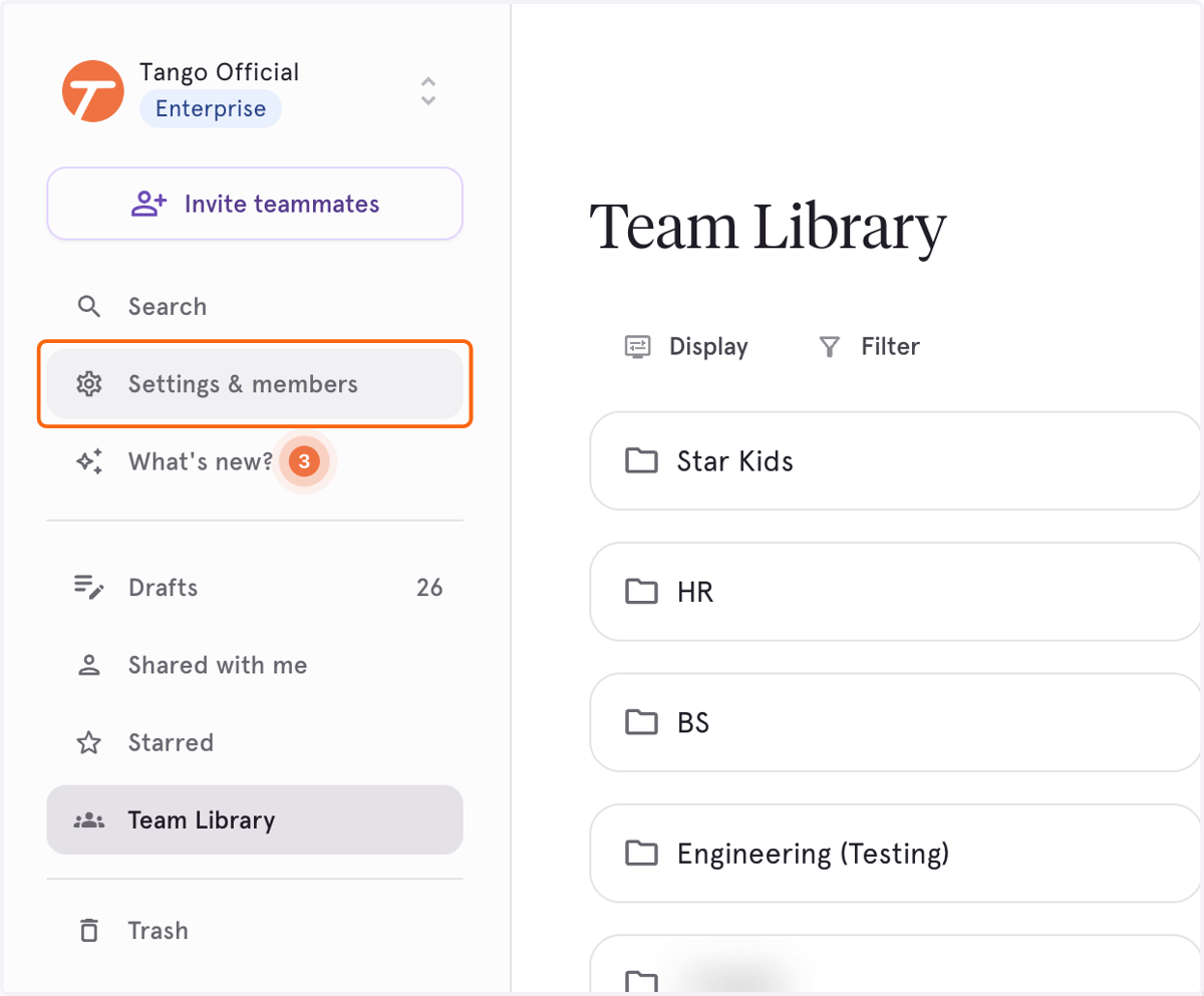 Navigate to Settings & Members