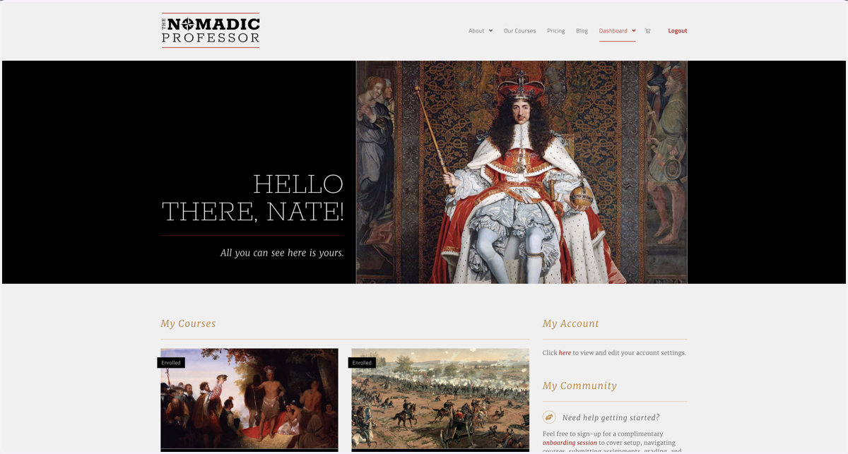 If you're logged in as a student, you'll see this image of King Charles II: