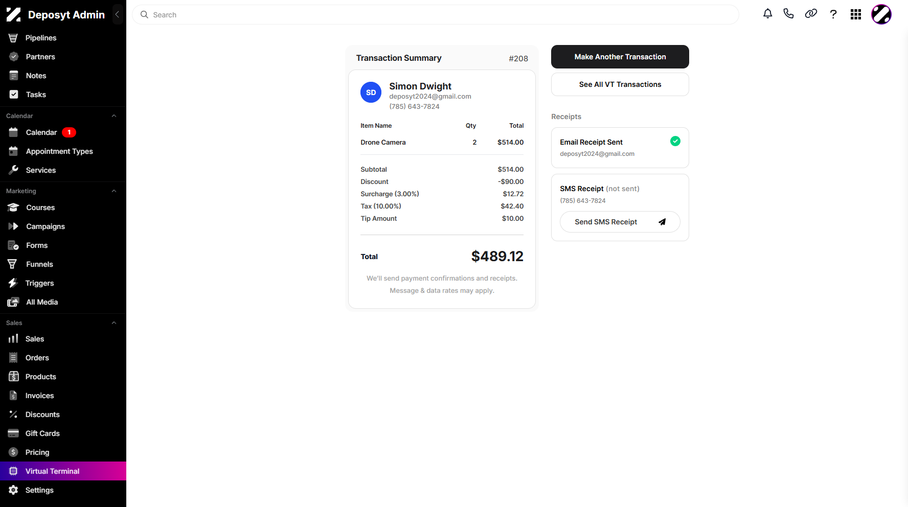 Step 12: While processing, a pop-up notification will appear confirming that the order has been placed successfully. You will then be taken to the Transaction Summary page.