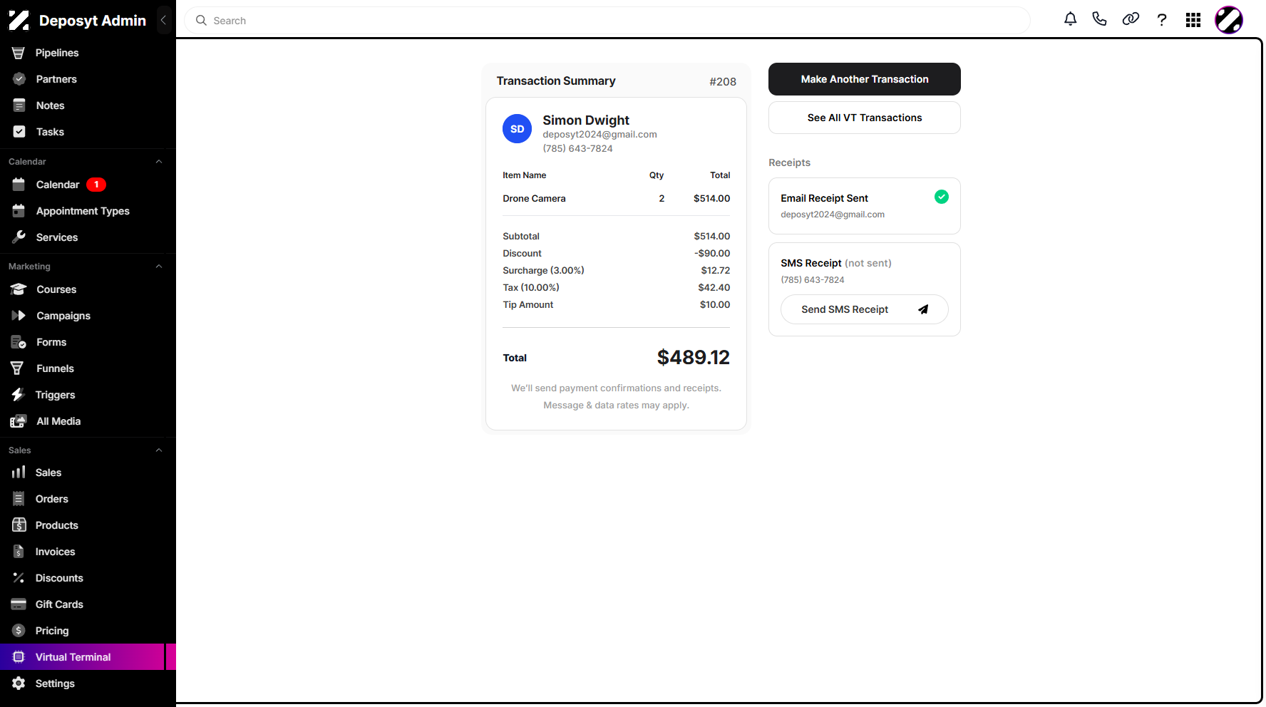 Step 12: While processing, a pop-up notification will appear confirming that the order has been placed successfully. You will then be taken to the Transaction Summary page.