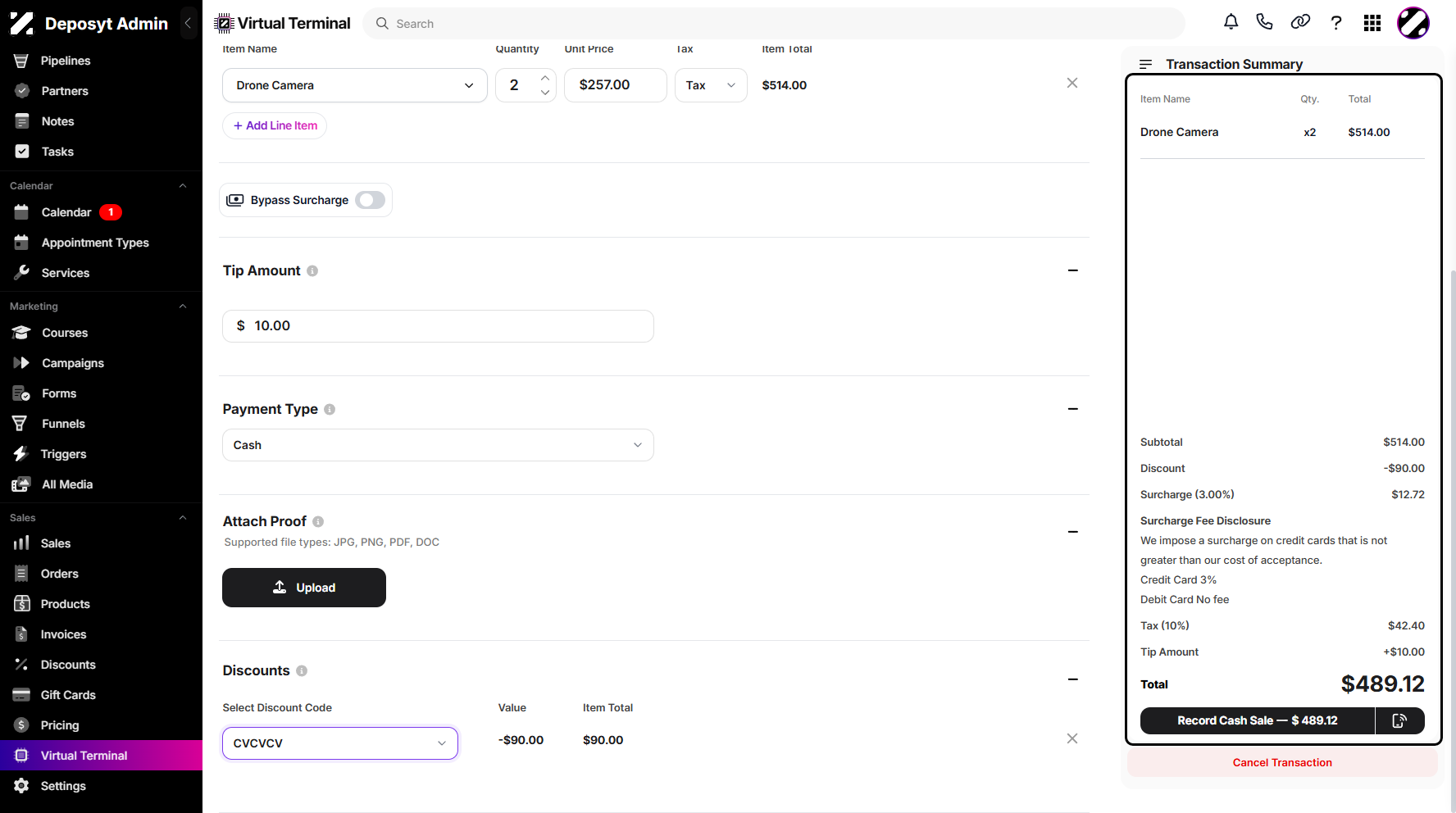 Step 10: You can view the transaction summary on the right-hand side of your screen for a complete overview.