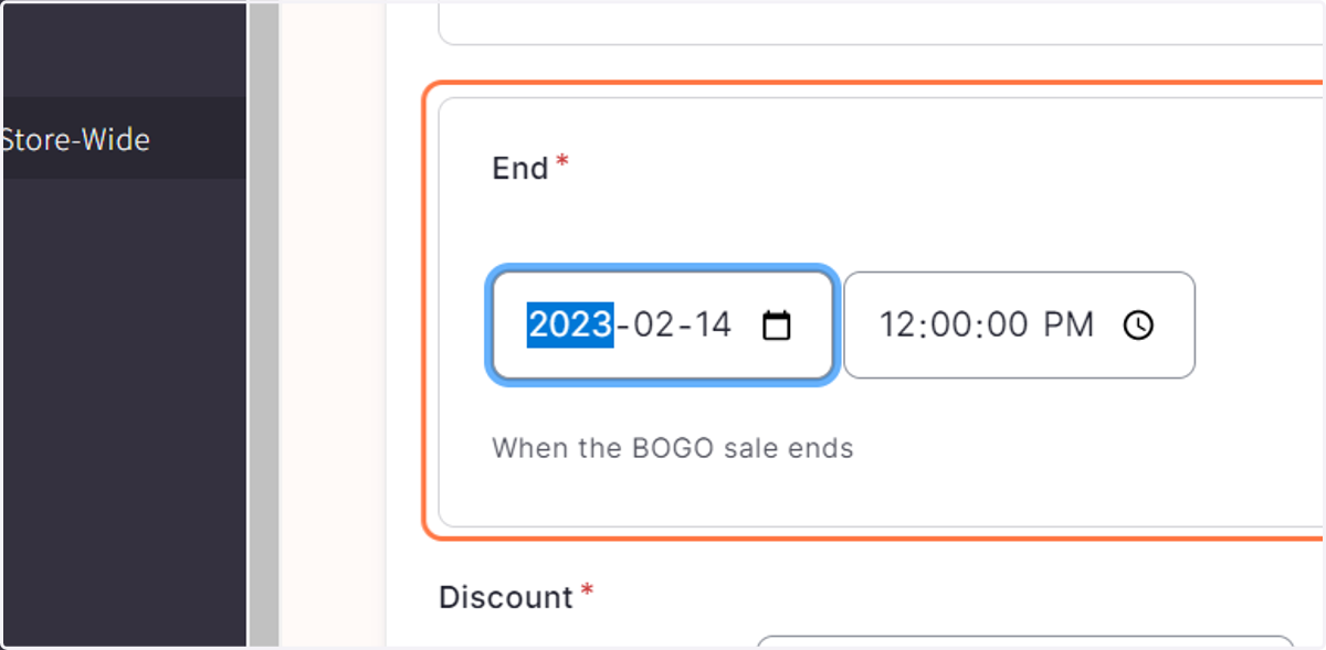 Enter "2023-02-14"