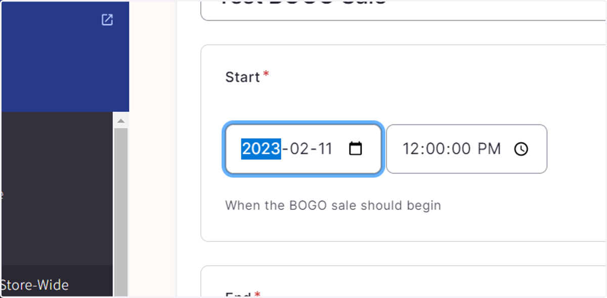 Click on "Start Date" and enter "2023-02-11"