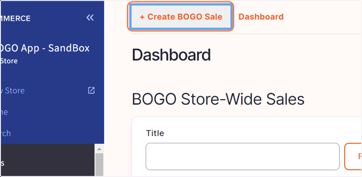 Click on + Create BOGO Sale