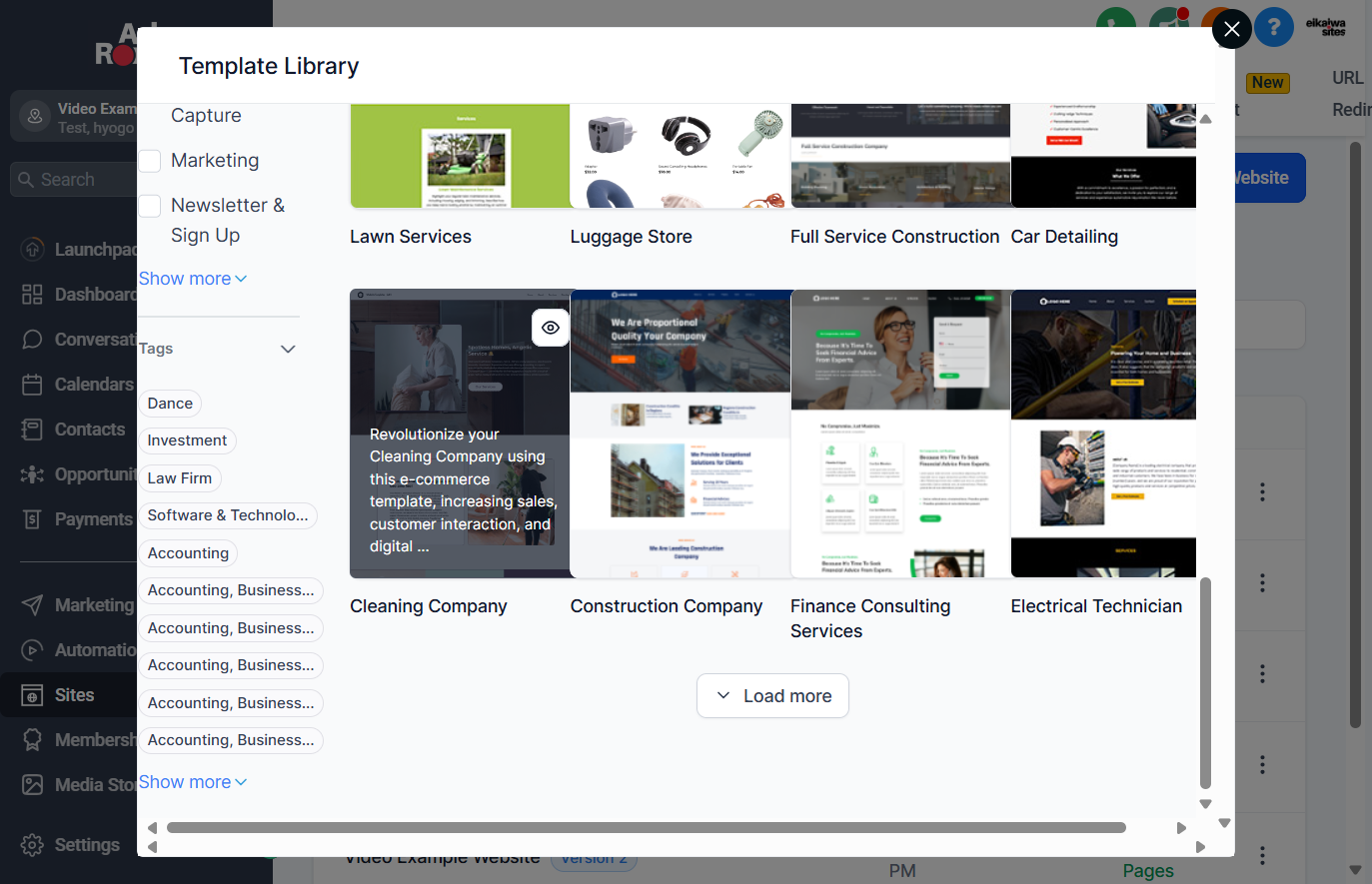 Browse the templates. Press the eye to see a preview